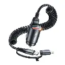 45W Coiled Dual USB-C / Lightning Car Charger