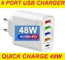 USB C Wall Charger 48W 5 Ports